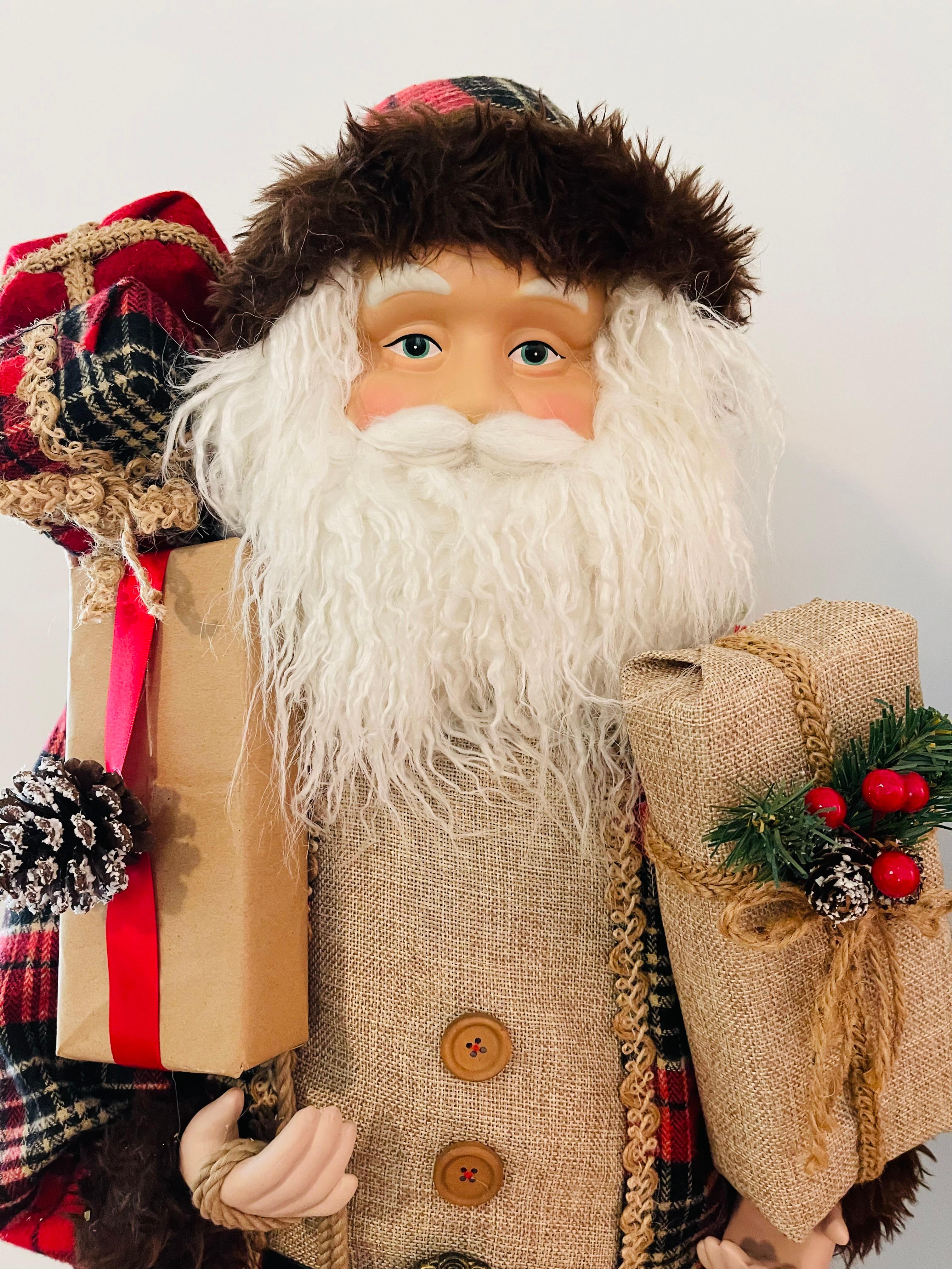 Fine XX secolo Coppia di figure di Babbo Natale vintage in vendita