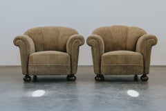 Vintage Pair Of Scalloped Lounge Chairs From Denmark, Circa 1950