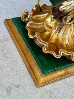 Vintage Pair of Schumacher Chinoiserie Pagoda Figural Gilt Chinoiserie Table Lam