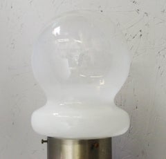 Vintage Pair of Sconces w/ Opaline Murano Glass Designed by Leucos, 1960s