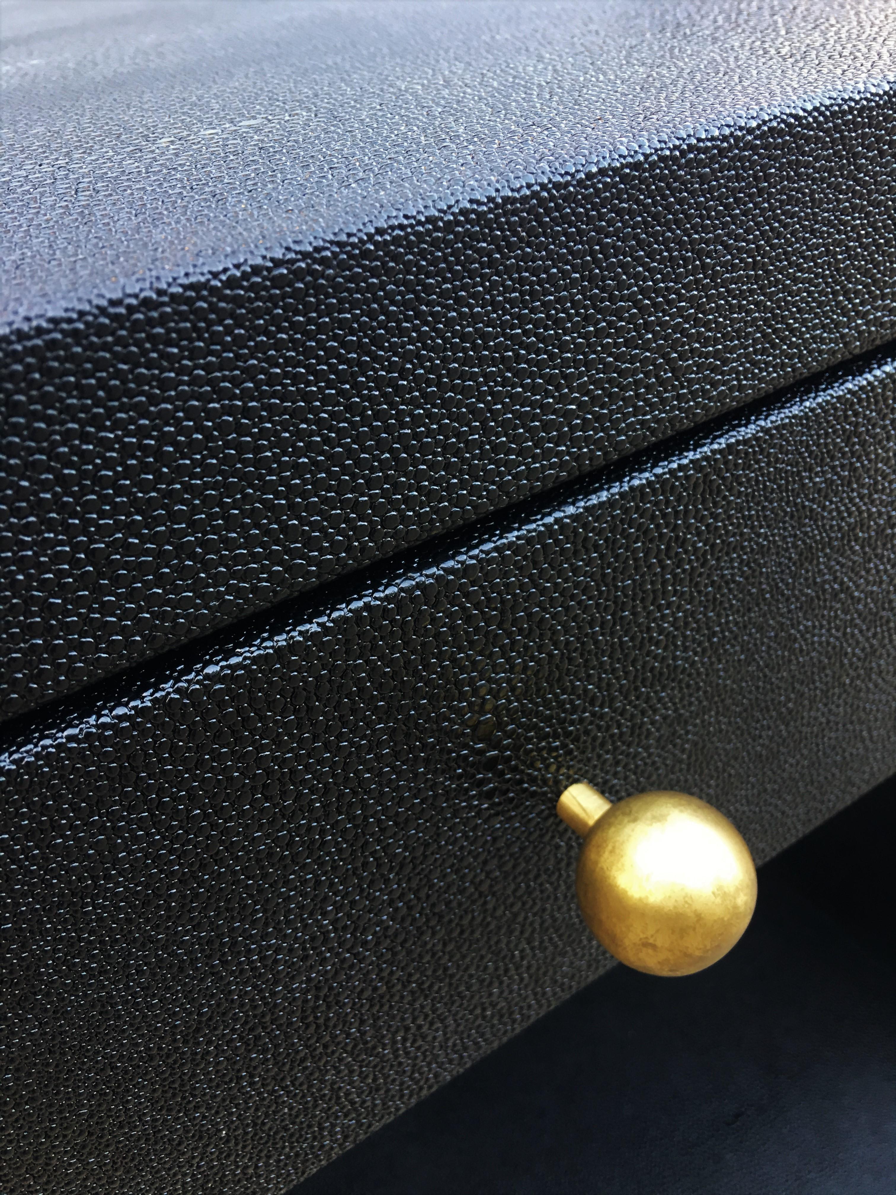 Late 20th Century Vintage Pair of Shagreen Nightstands/Side Tables