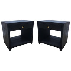 Vintage Pair of Shagreen Nightstands/Side Tables