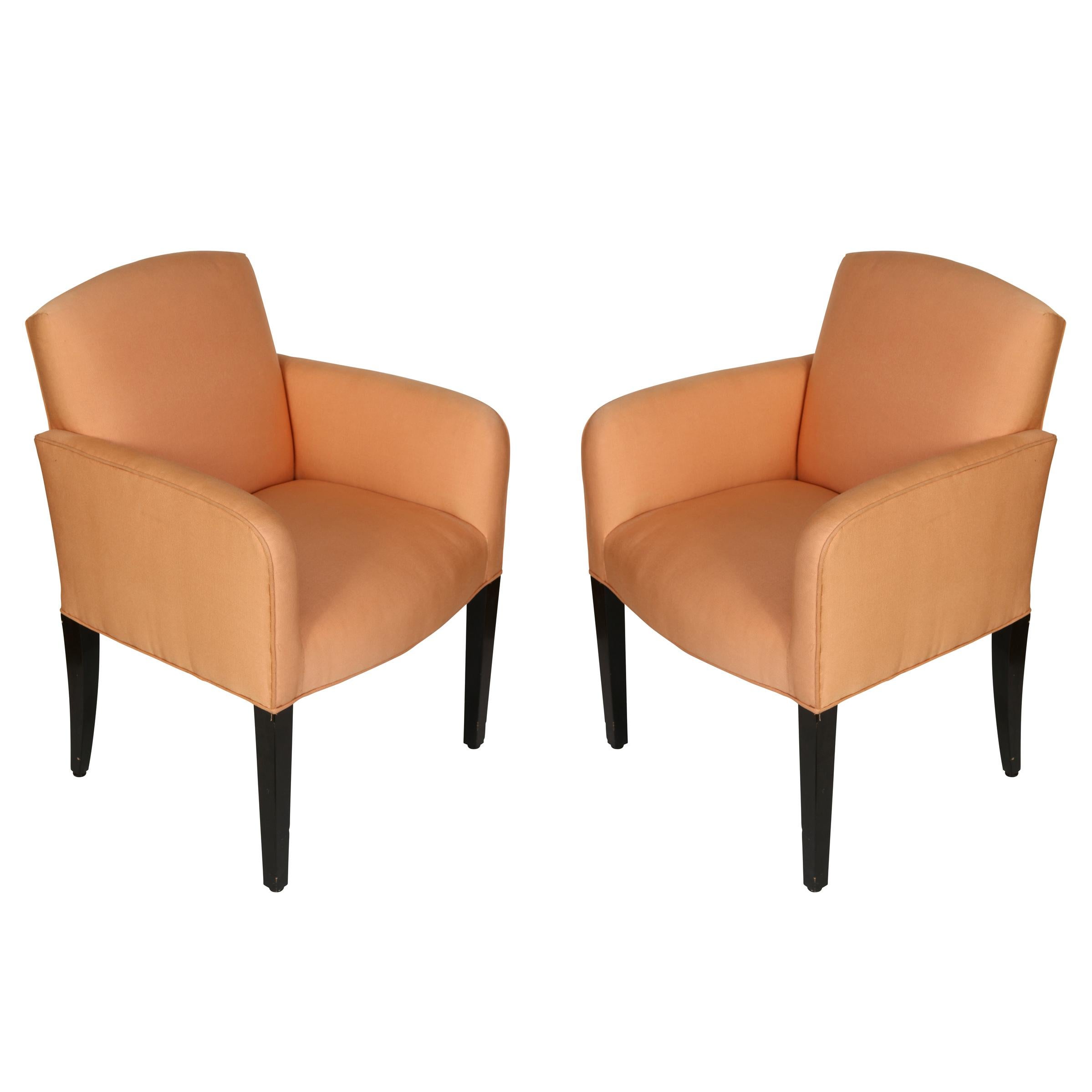 20th Century Vintage Pair of Shaped Shell Pink Modern Arm Chairs For Sale