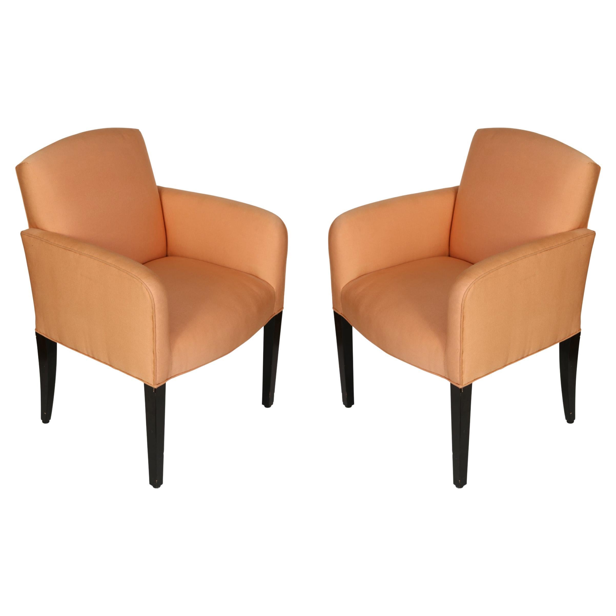 Vintage Pair of Shaped Shell Pink Modern Arm Chairs For Sale