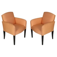 Paire de fauteuils modernes en forme de coquillage rose vintage