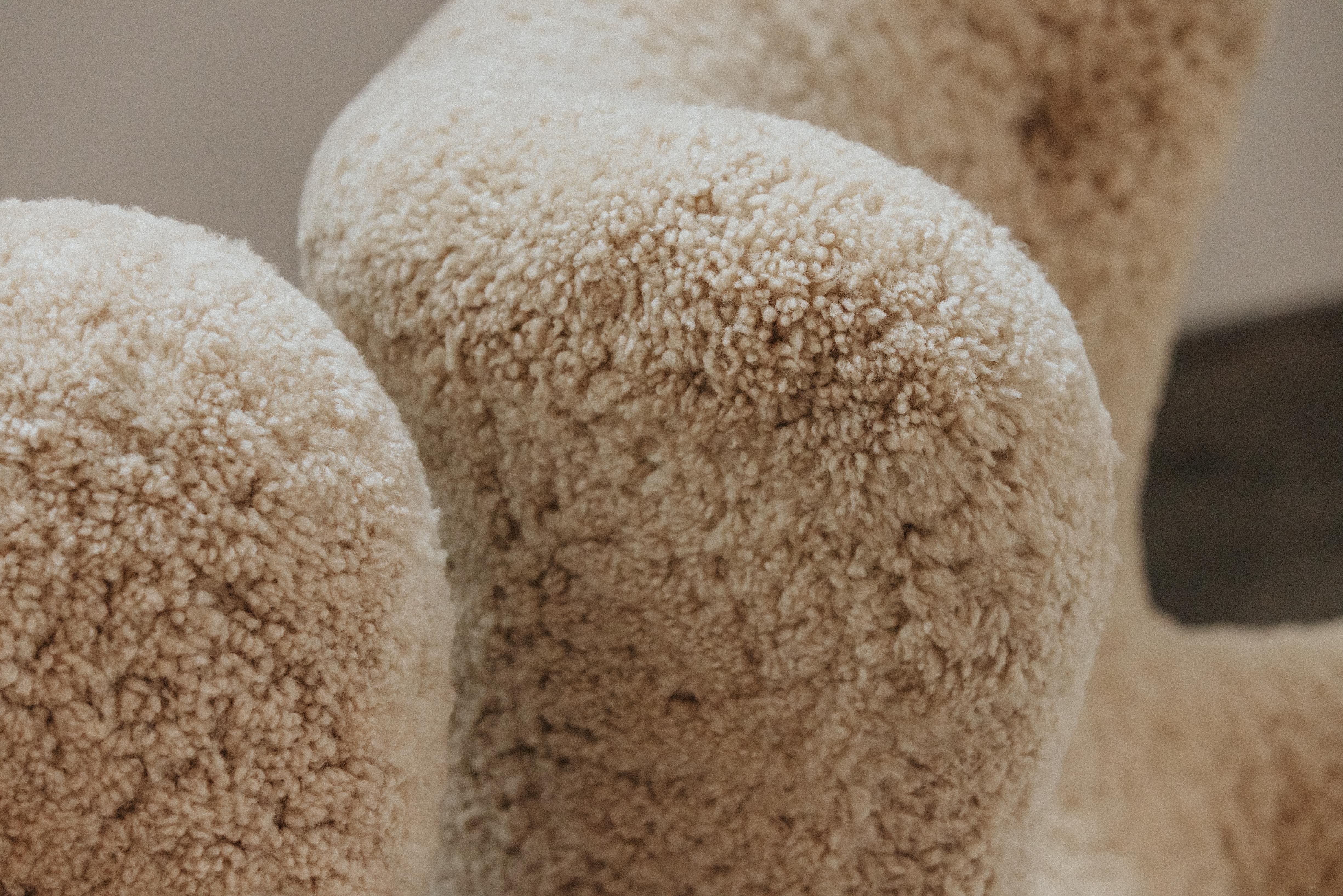 Sheepskin Vintage Pair Of Shearling Cabinetmaker Chairs From Denmark, Circa 1950