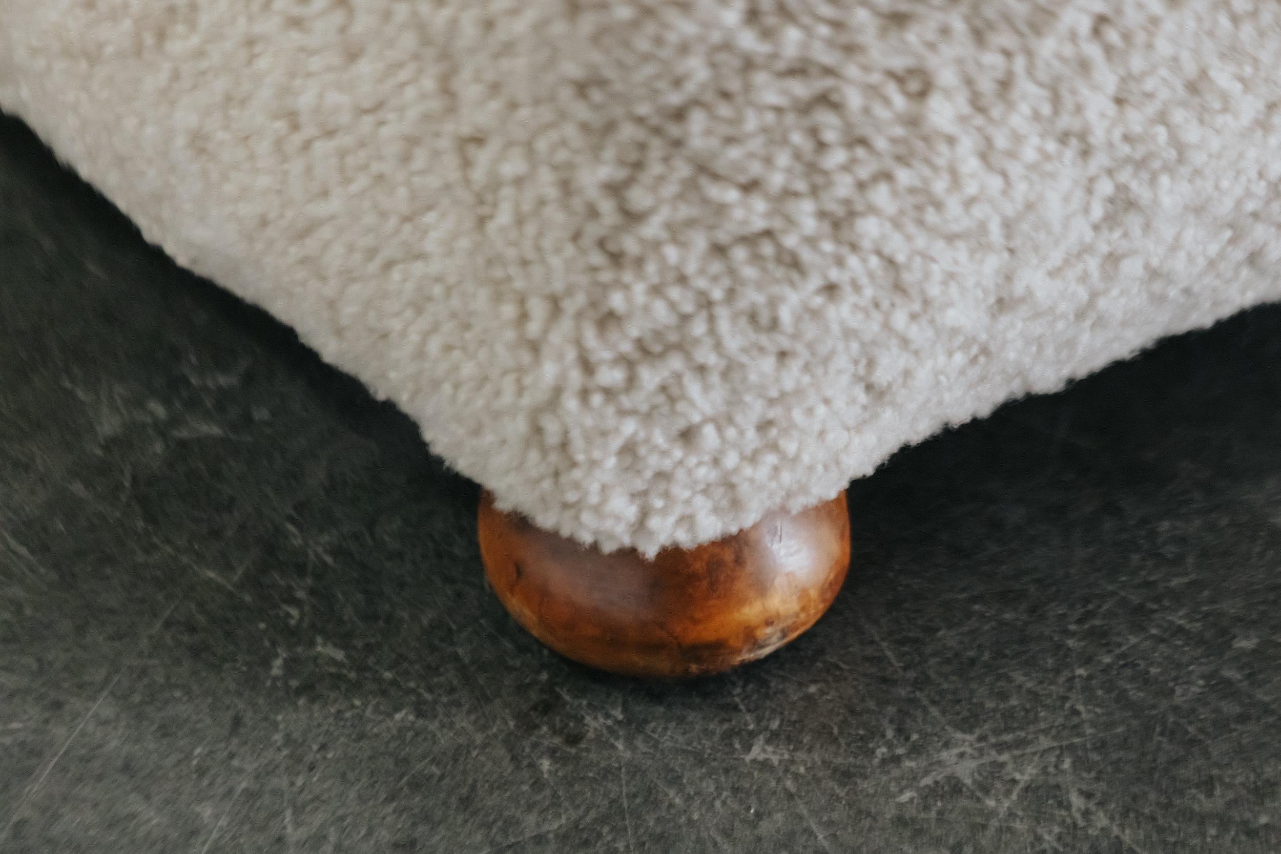 European Vintage Pair Of Shearling Cabinetmaker Lounge Chairs From Denmark, Circa 1950
