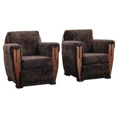 Paire de chaises longues en peau de mouton des Pays-Bas, vers 1950