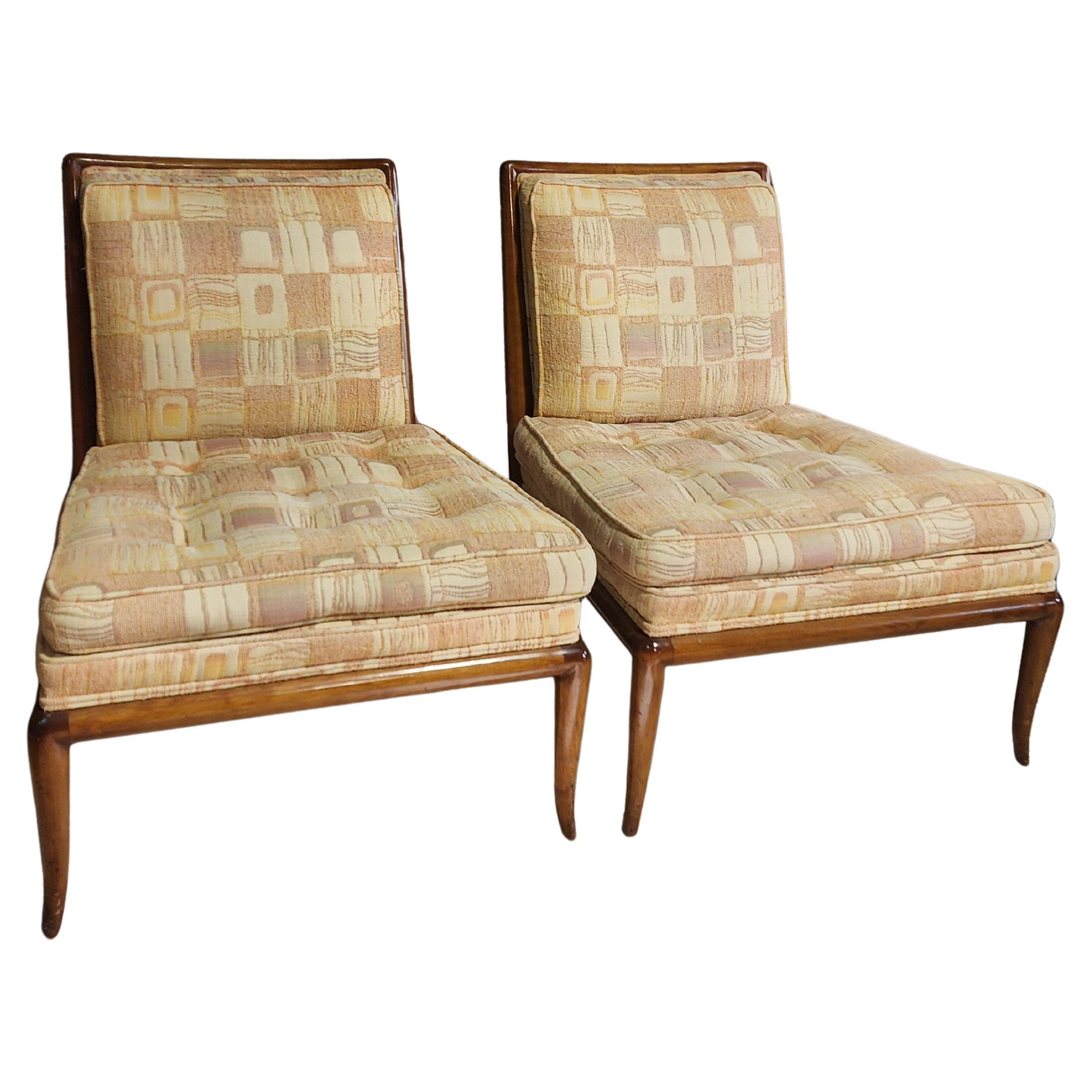 Vintage Pair of Slipper Chairs By T.H. Robsjohn-Gibbings for Widdicomb For Sale