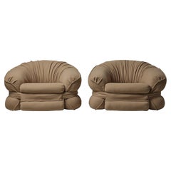Vintage Pair of Slouchy Lounge Chairs in Cashmere, 1970s
