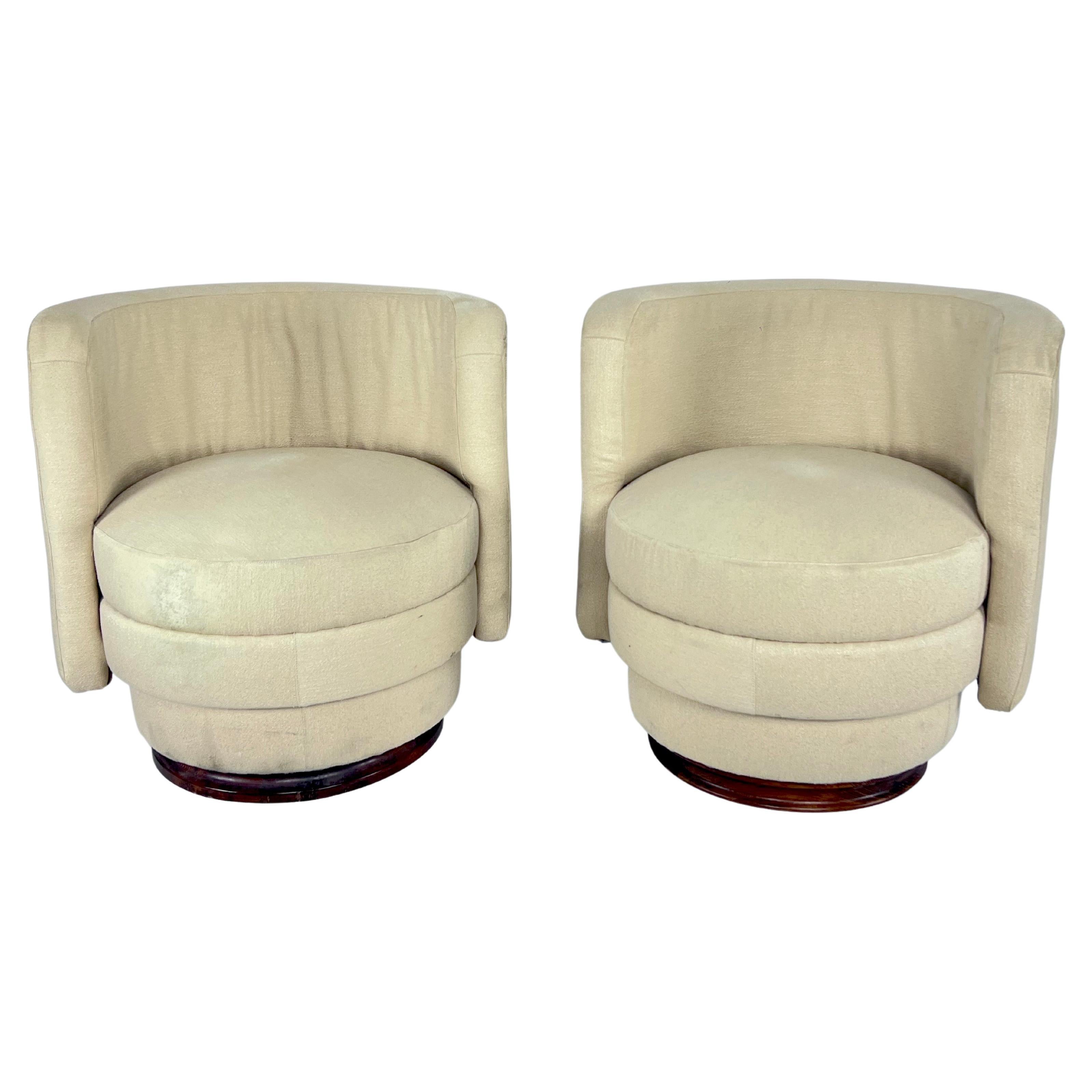 Paire de petits fauteuils italiens de style Art déco, années 1970