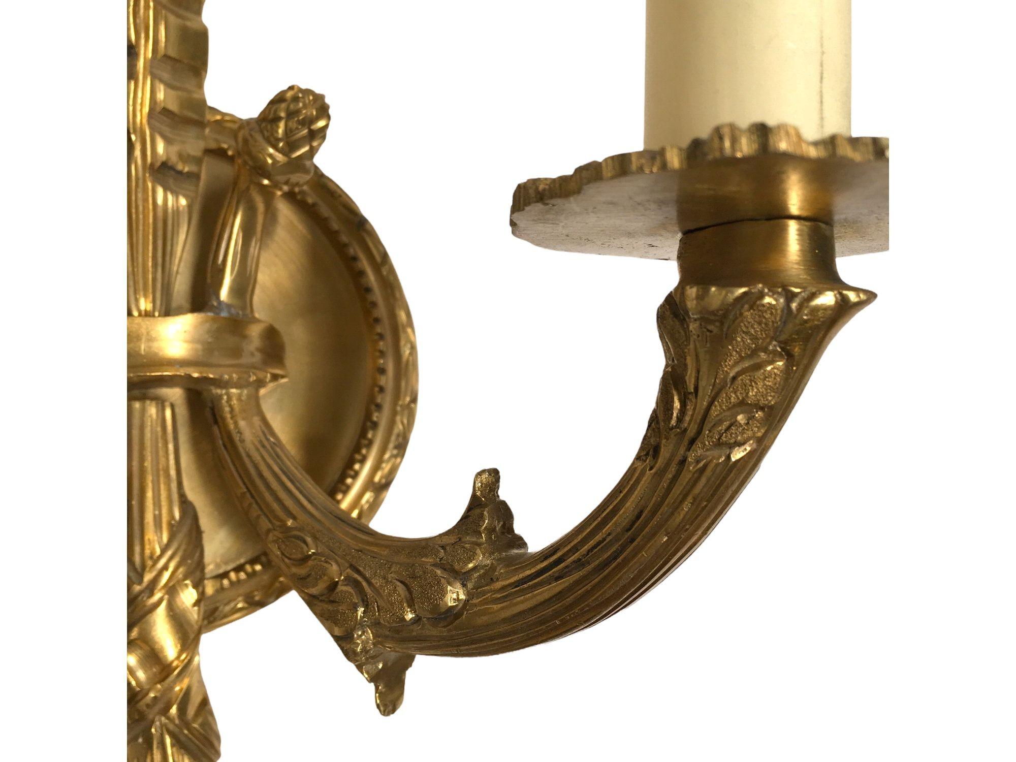 Vintage Pair of Solid Brass Wall-mount Sconces. For Sale 2