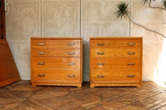 Vintage Pair of Solid Oak Chest of Drawers, 1940s