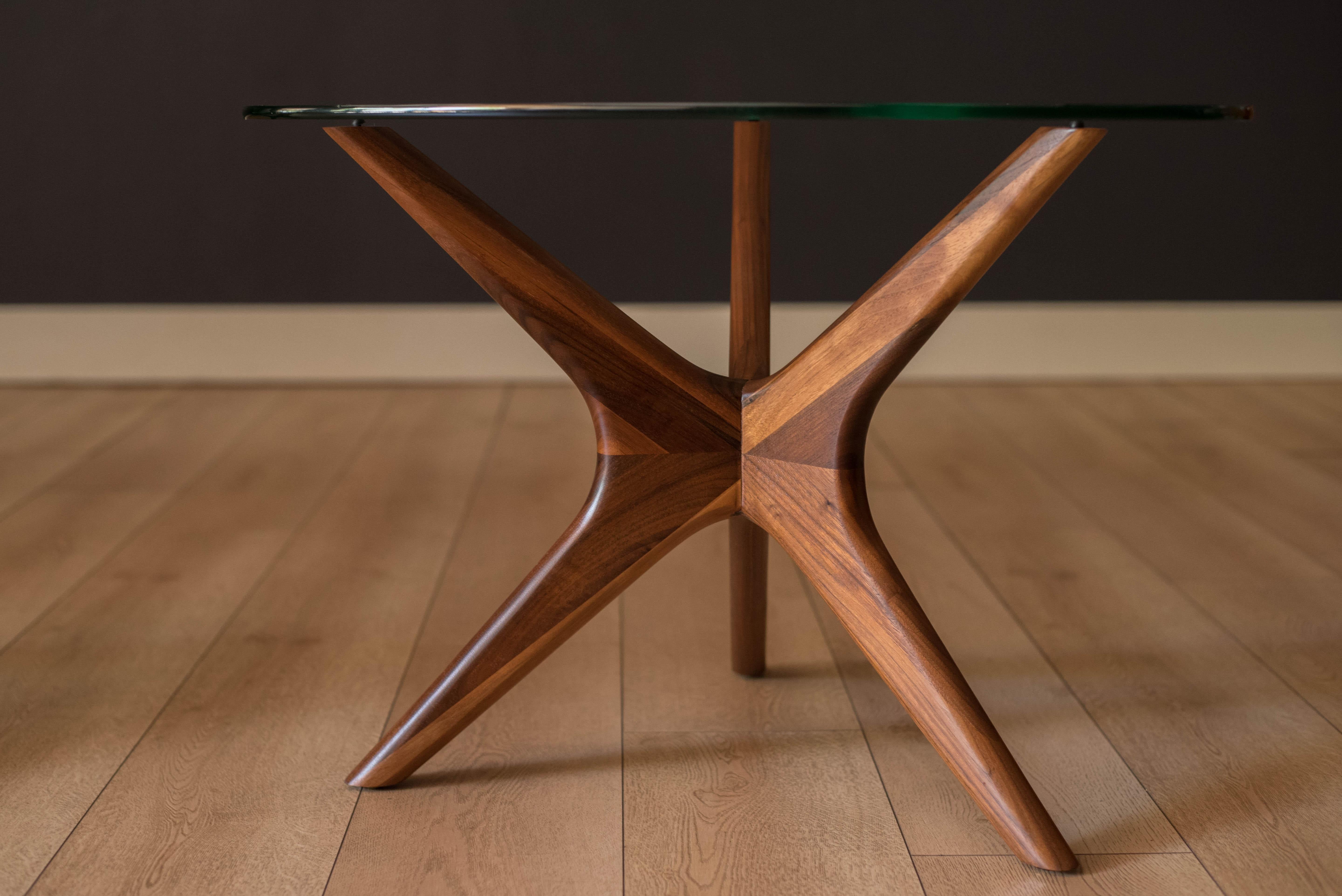 Mid-20th Century Vintage Pair of Solid Walnut and Glass Jacks End Tables by Adrian Pearsall For Sale