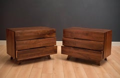 Vintage Pair of Solid Walnut Dresser Chests
