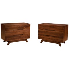 Vintage Pair of Solid Walnut Dresser Chests