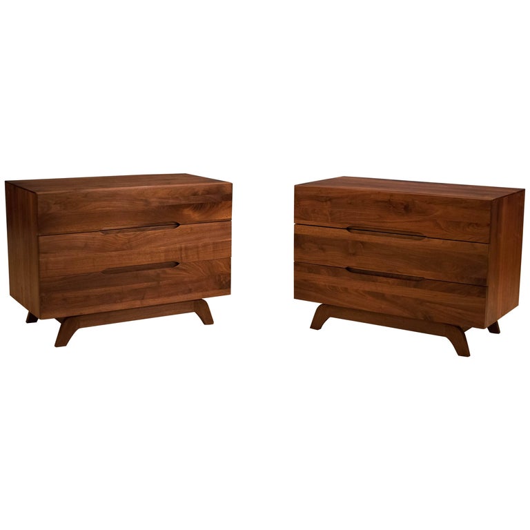 Vintage Pair Of Solid Walnut Dresser Chests At 1stdibs