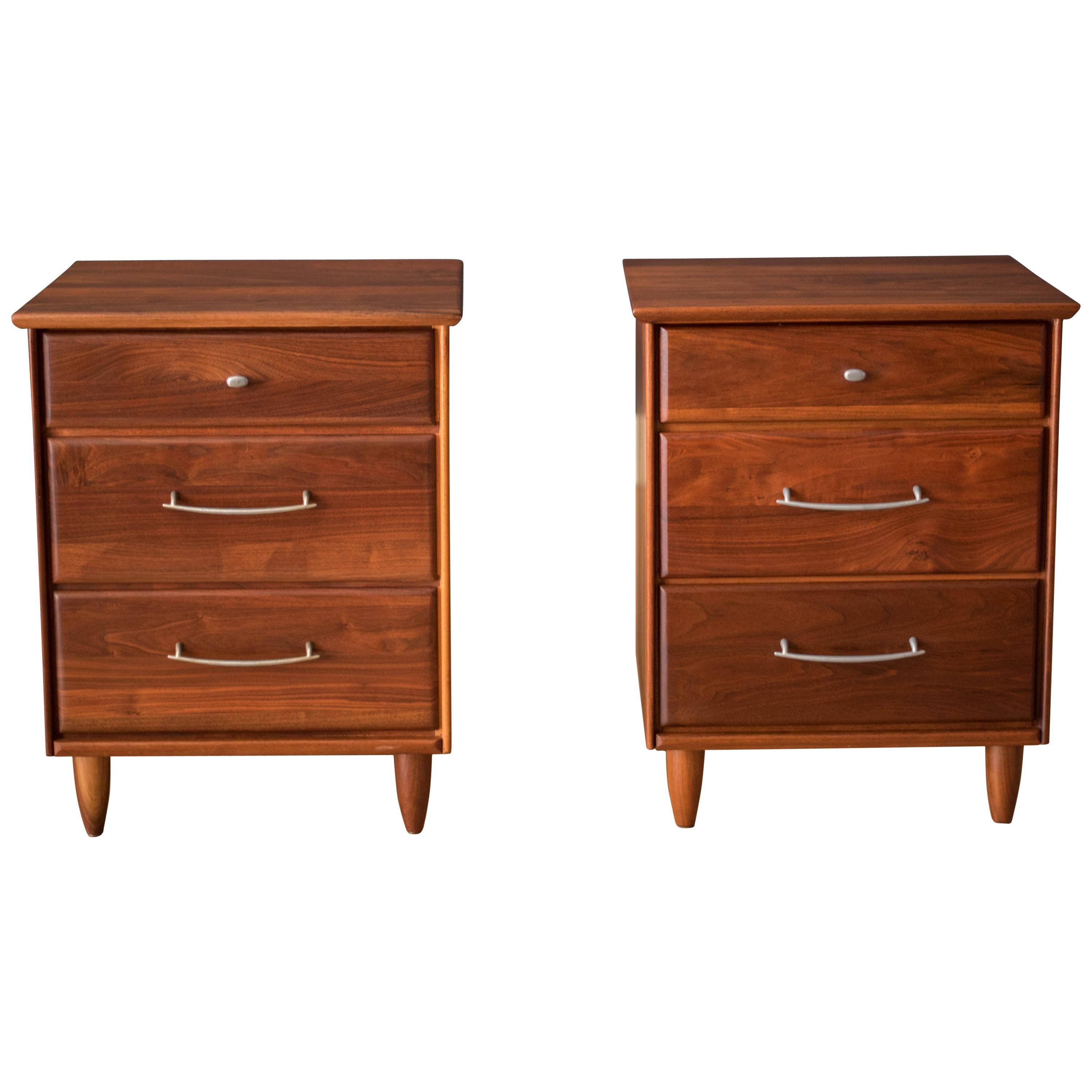 Vintage Pair of Solid Walnut Nightstands by Ace-Hi