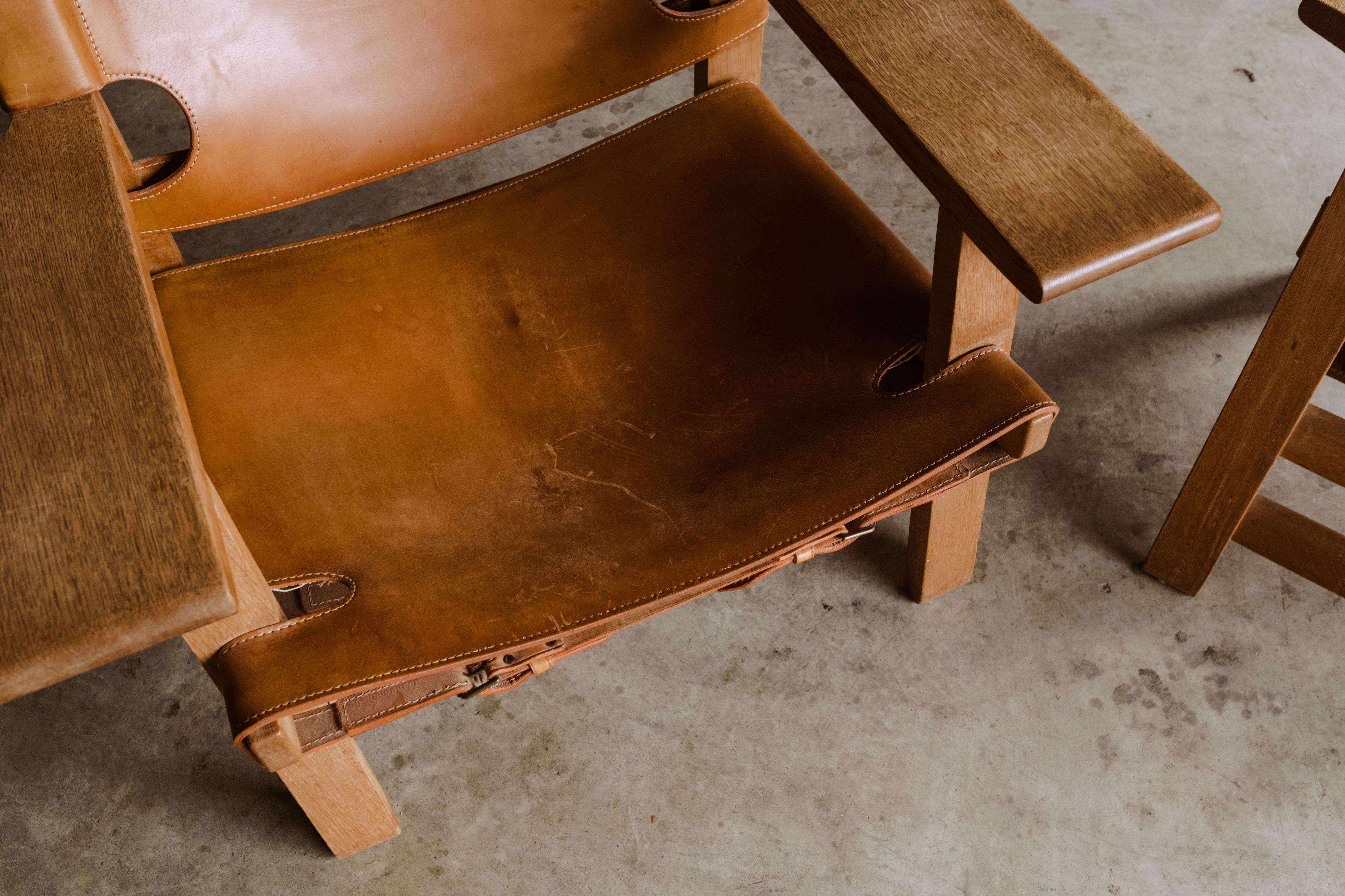Vintage Pair of Spanish Chairs Designed by Børge Mogensen, Denmark, 1970s 1