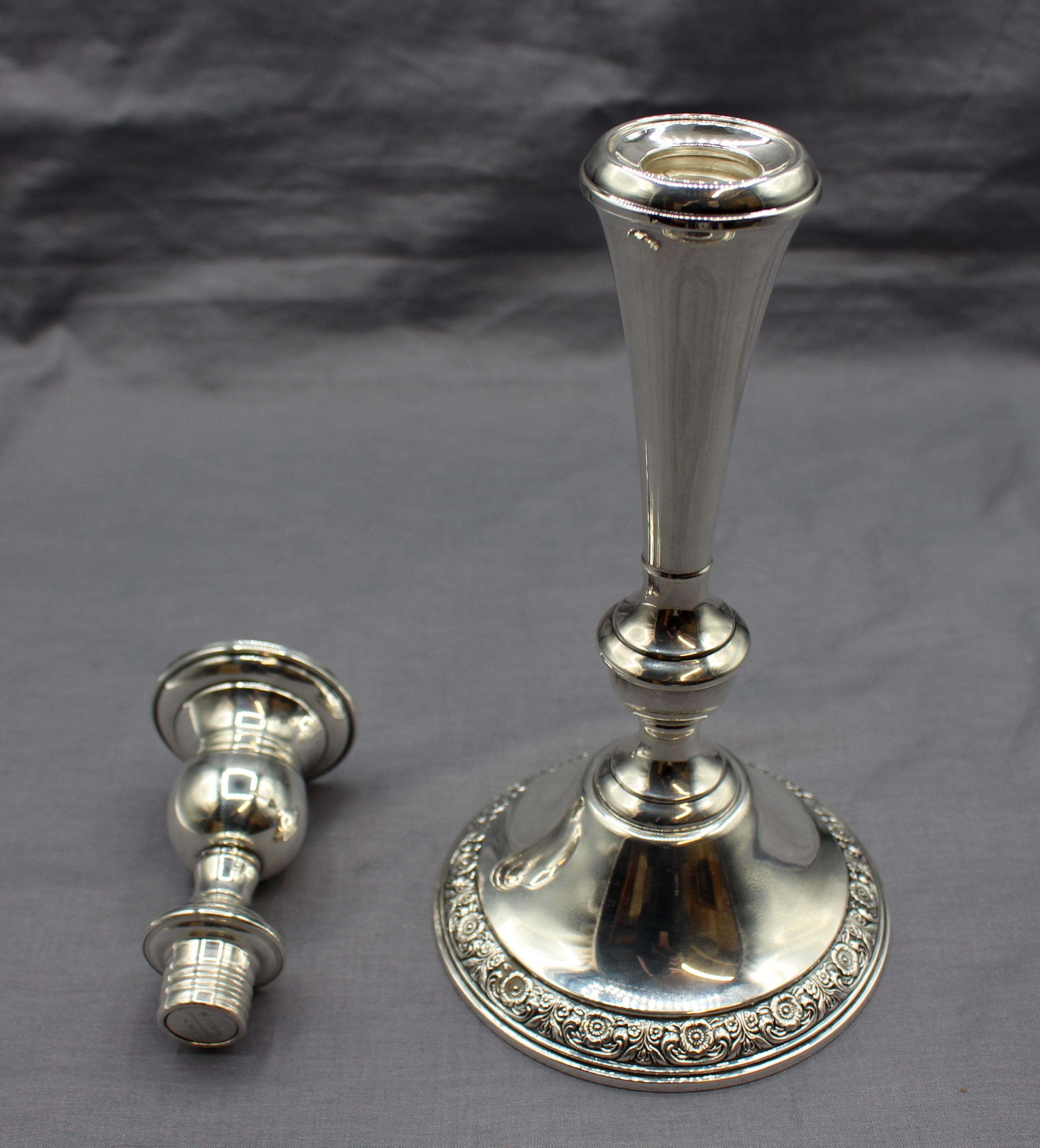 Vintage Pair of Sterling Silver Candelabras by International In Good Condition In Chapel Hill, NC