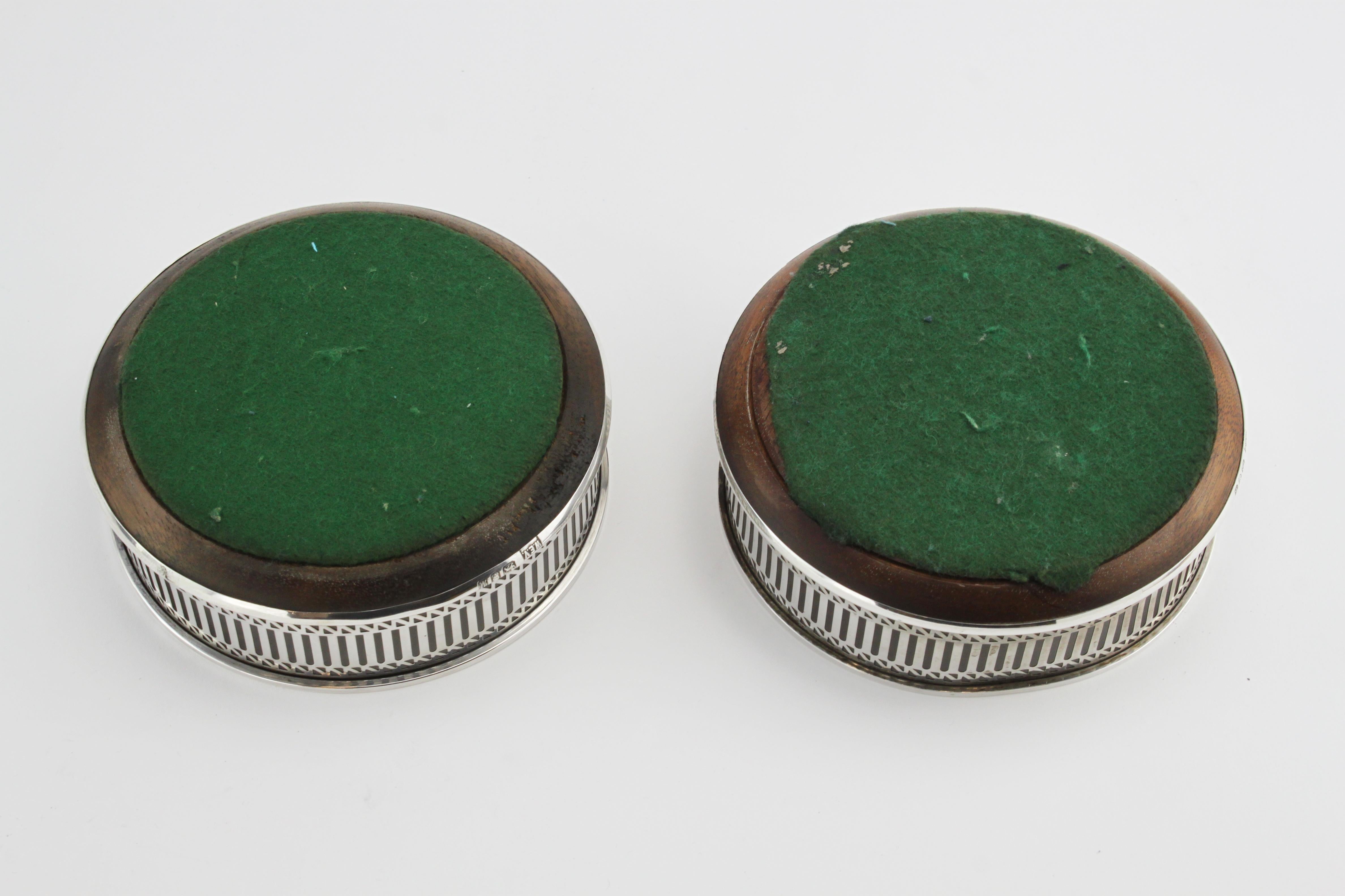 Vintage Pair of Sterling Silver Coasters, London, 1986 2