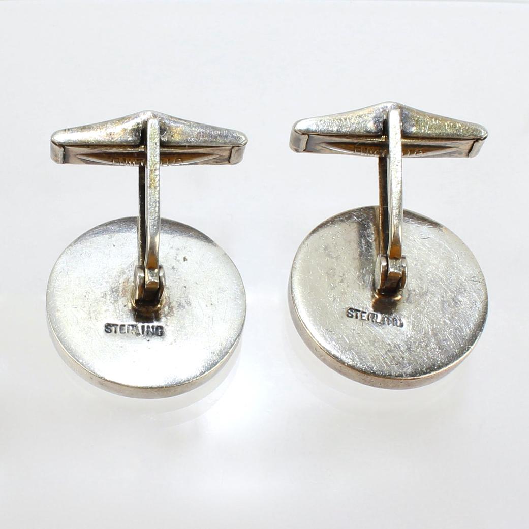 Vintage Pair of Sterling Silver Cufflinks with Ancient Roman Coins 4
