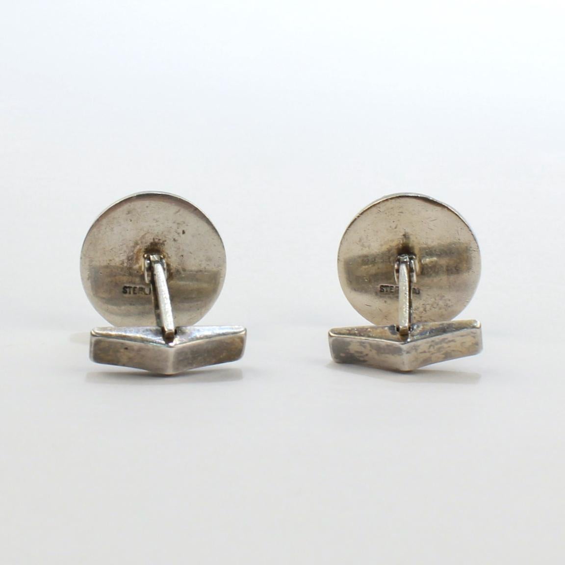 Vintage Pair of Sterling Silver Cufflinks with Ancient Roman Coins 11