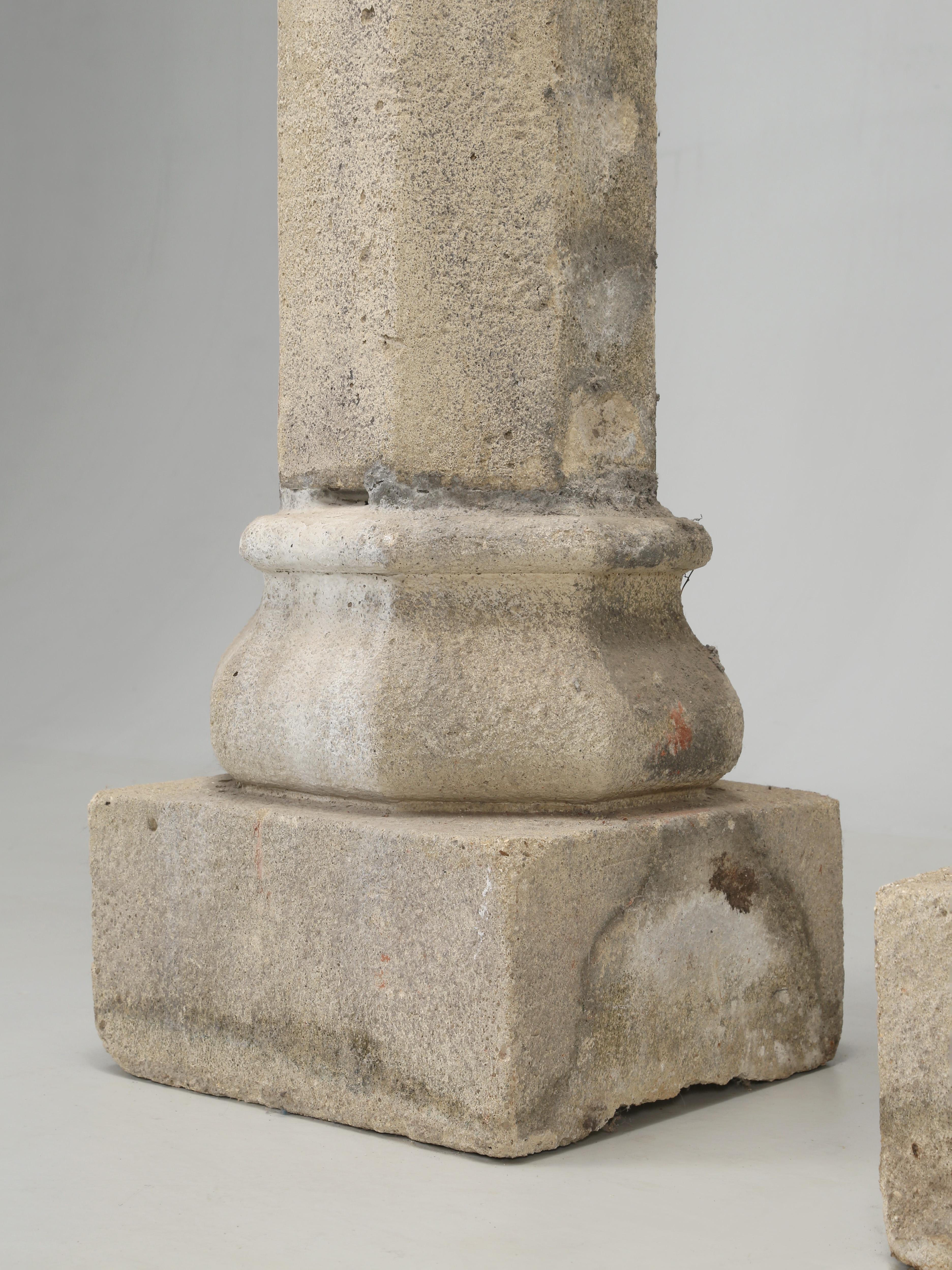 Vintage Pair of Stone Composition Columns from England Made from Crushed Stone For Sale 3
