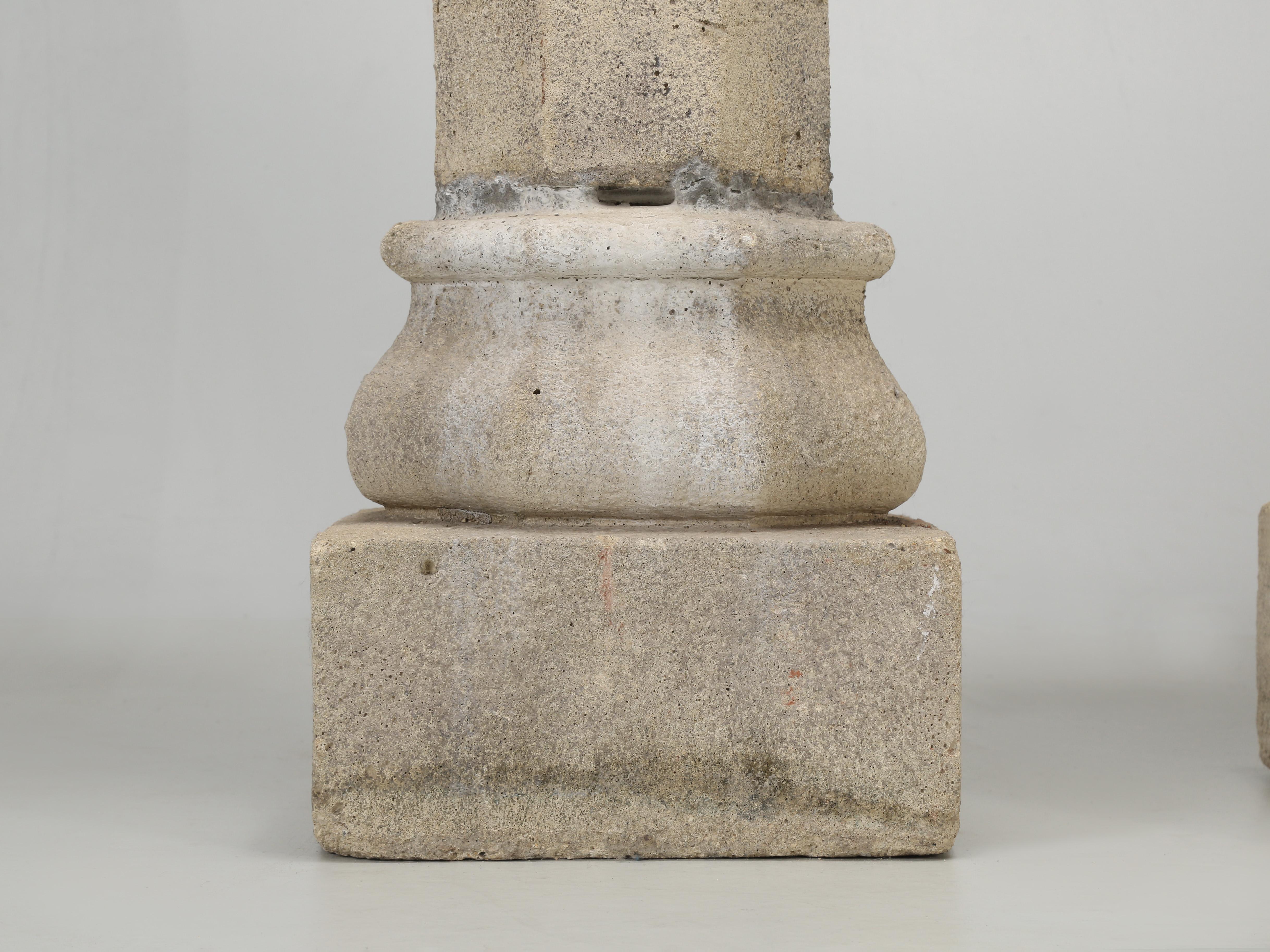 Vintage Pair of Stone Composition Columns from England Made from Crushed Stone For Sale 4