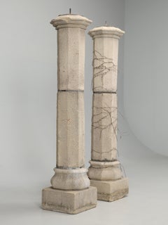 Vintage Pair of Stone Composition Columns from England Made from Crushed Stone