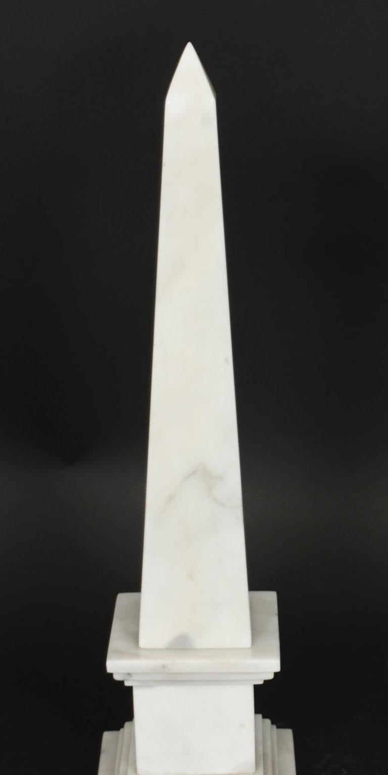 Vintage Pair of Stunning Carrara Marble Obelisks Mid 20th Century For Sale 6