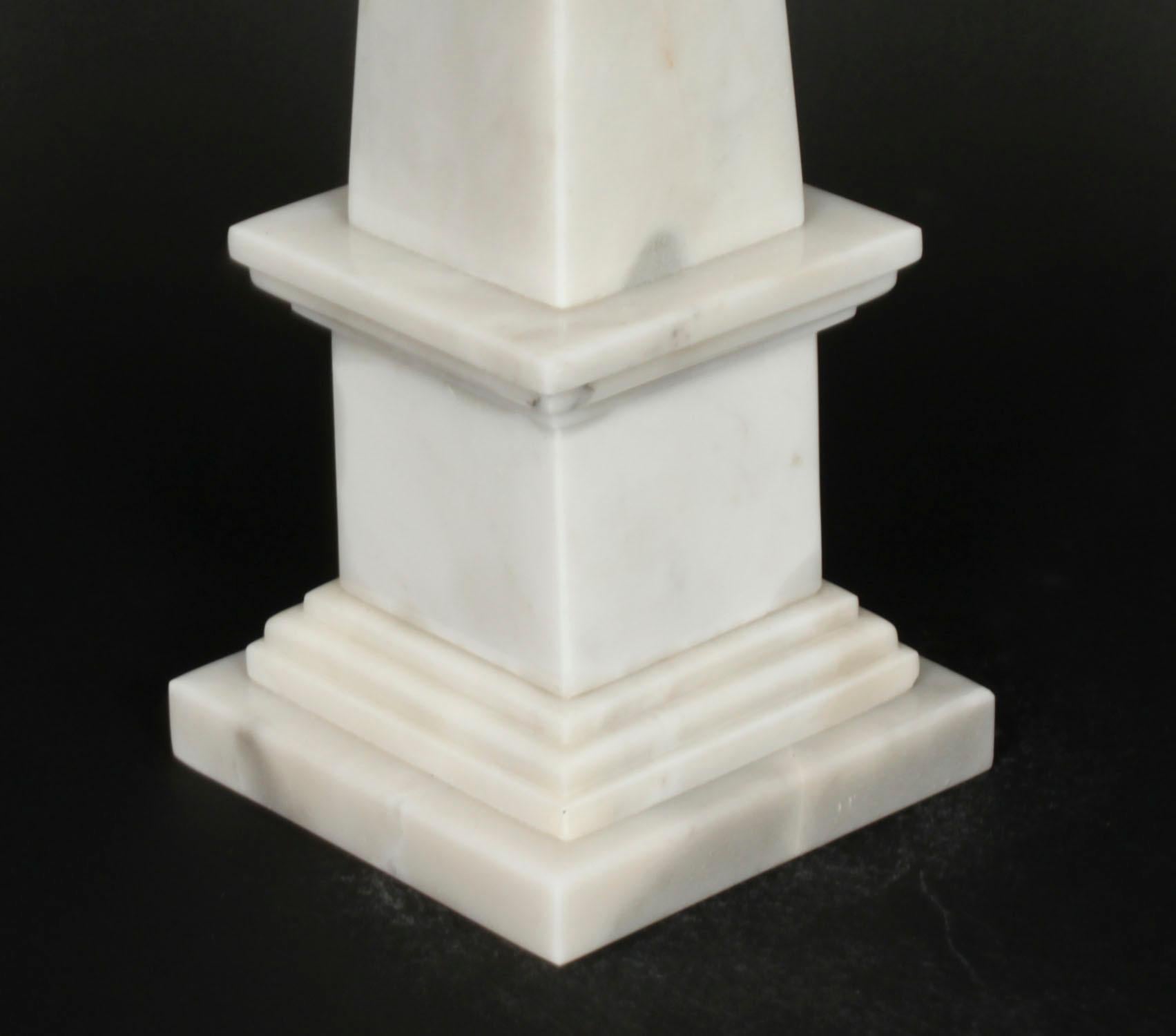 Vintage Pair of Stunning Carrara Marble Obelisks Mid 20th Century For Sale 8