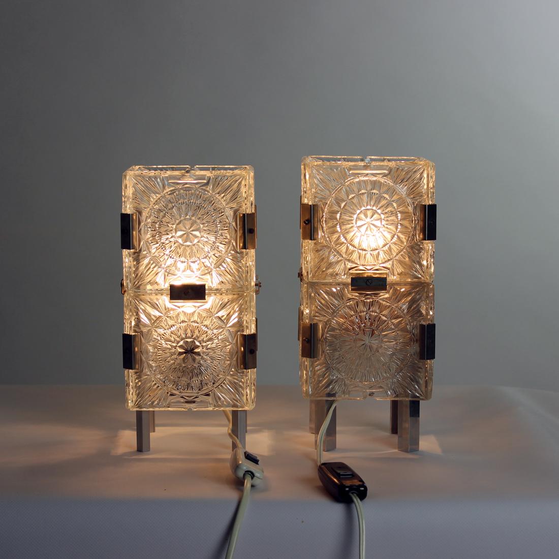 Mid-Century Modern Vintage Pair of Table Lamps by Kamenicky Senov, Czechoslovakia, 1970s For Sale