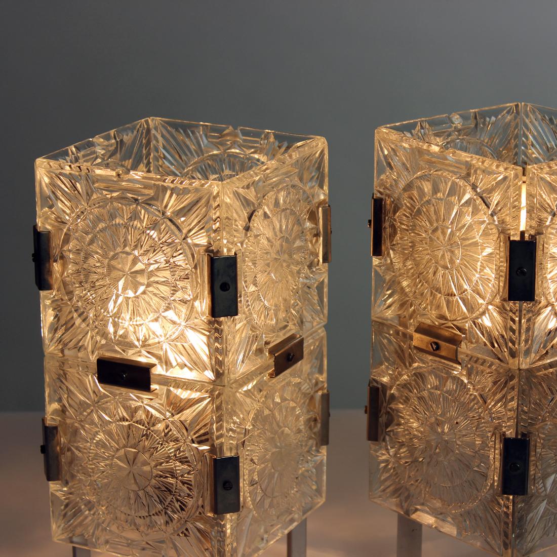 Aluminum Vintage Pair of Table Lamps by Kamenicky Senov, Czechoslovakia, 1970s For Sale
