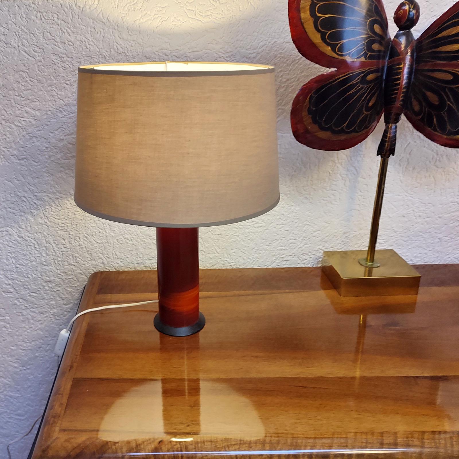 Vintage Pair of Table Lamps, Red Enamel, Italy, 1970s For Sale 1
