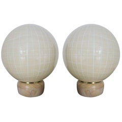 Vintage Pair of Table Lamps w/ Beige Murano Glass Attributed to Venini, 1960s