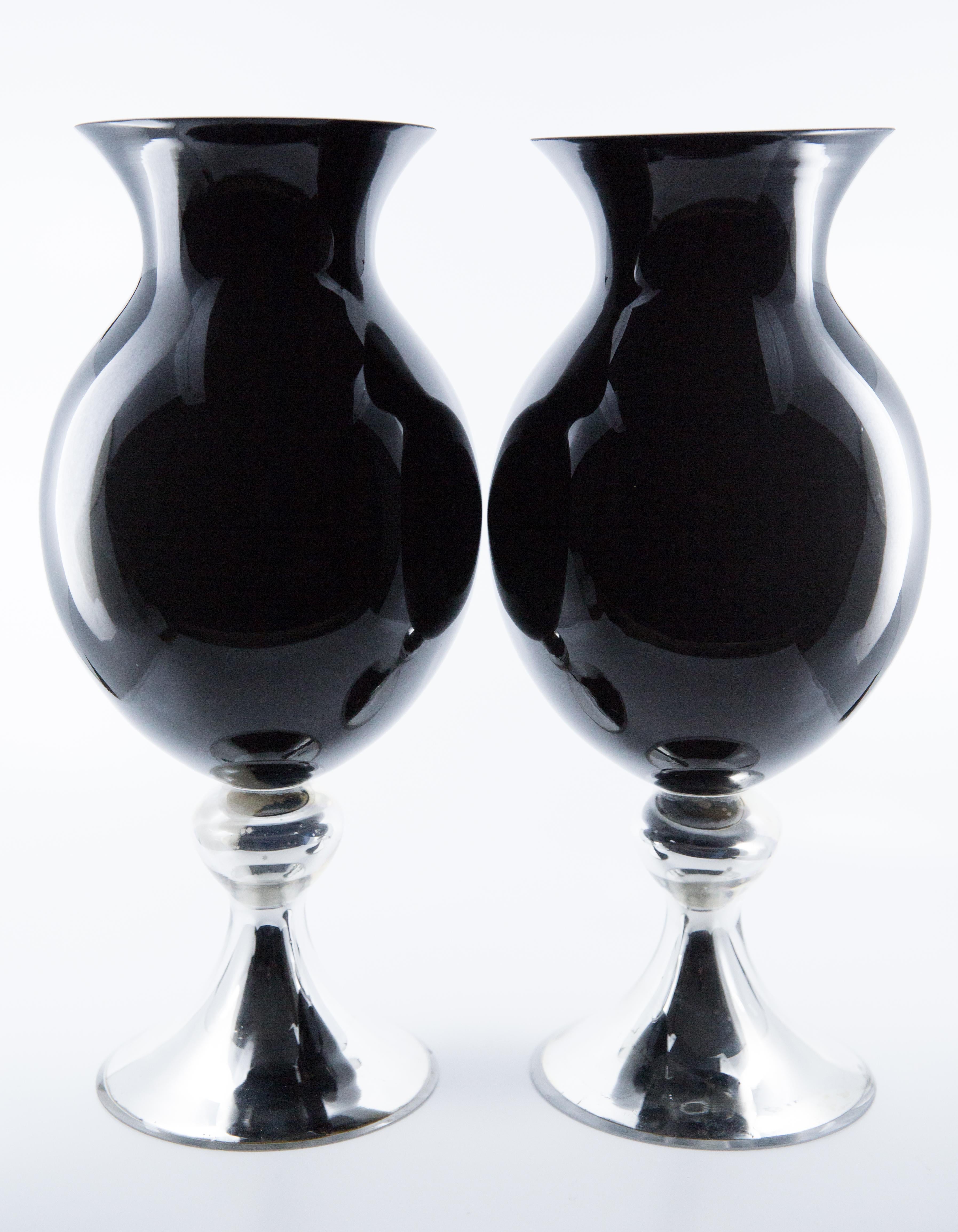 black tall vases