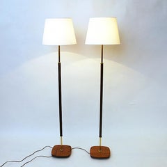 Vintage pair of teak and brass Floorlamps by E.A.E -Sweden 1960s