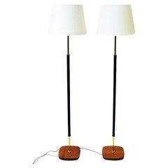 Vintage pair of teak and brass Floorlamps by E.A.E -Sweden 1960s