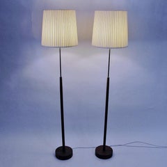 Vintage Pair of Teak and Brass Floorlamps by Lars Toller -Sweden 1960s