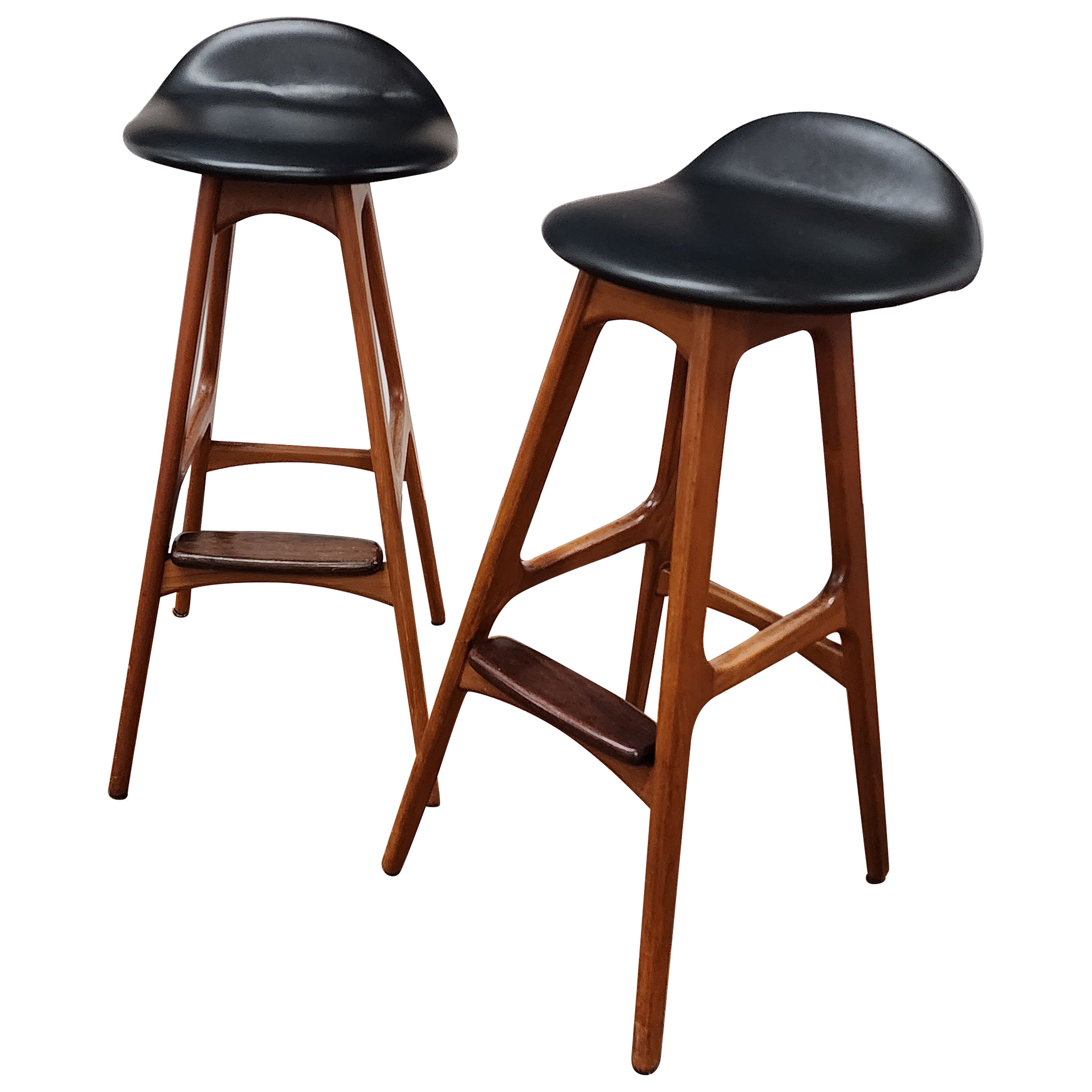 Vintage Pair of Teak Barstools by Erik Buch
