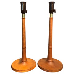 Vintage Pair of Teak Table Lamps by Esben Klint for Le Klint from the 1940s