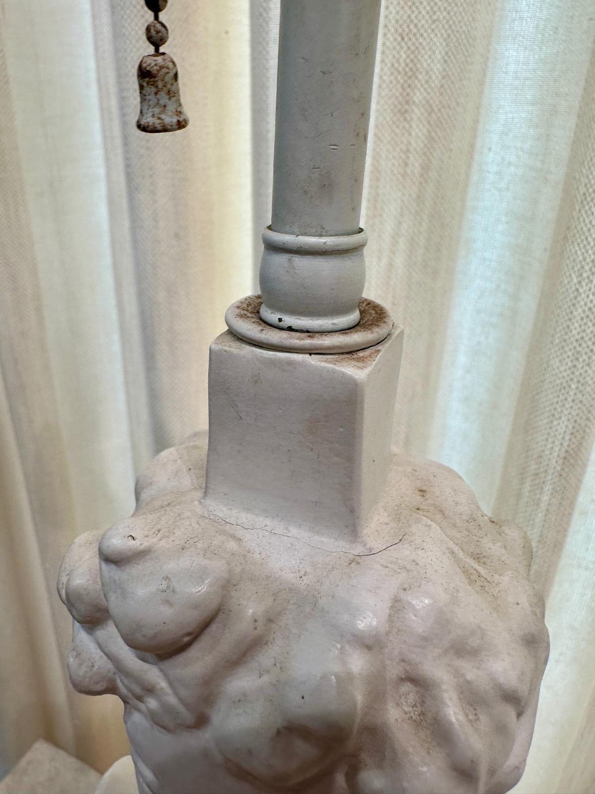 Vintage Pair of Tete du Femme Plaster Table Lamps After Alberto Giacometti 6