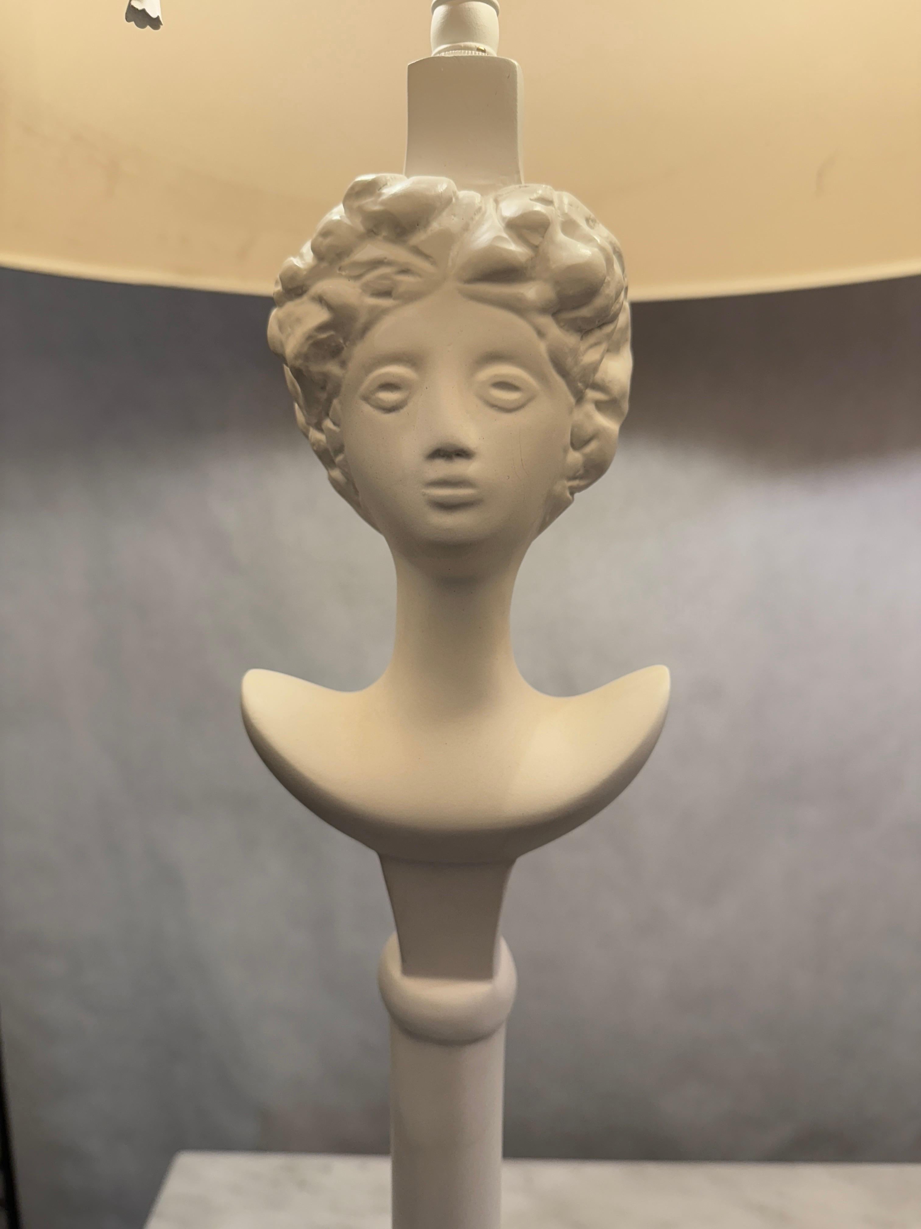 Regency Coppia vintage di lampade da tavolo in gesso Tete-du-Femme di Alberto Giacometti, COPPIA in vendita