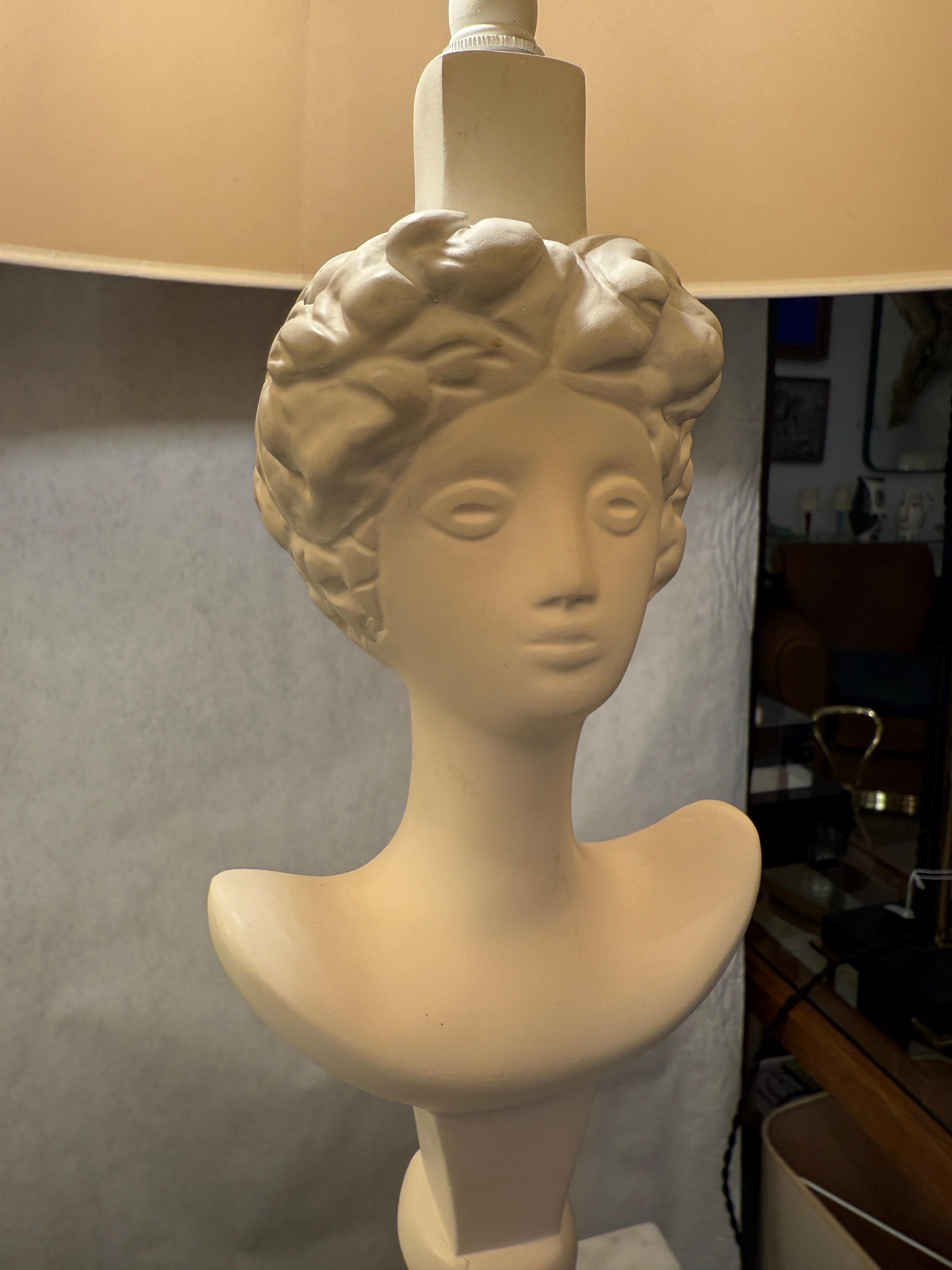 Francese Coppia vintage di lampade da tavolo in gesso Tete-du-Femme di Alberto Giacometti, COPPIA in vendita