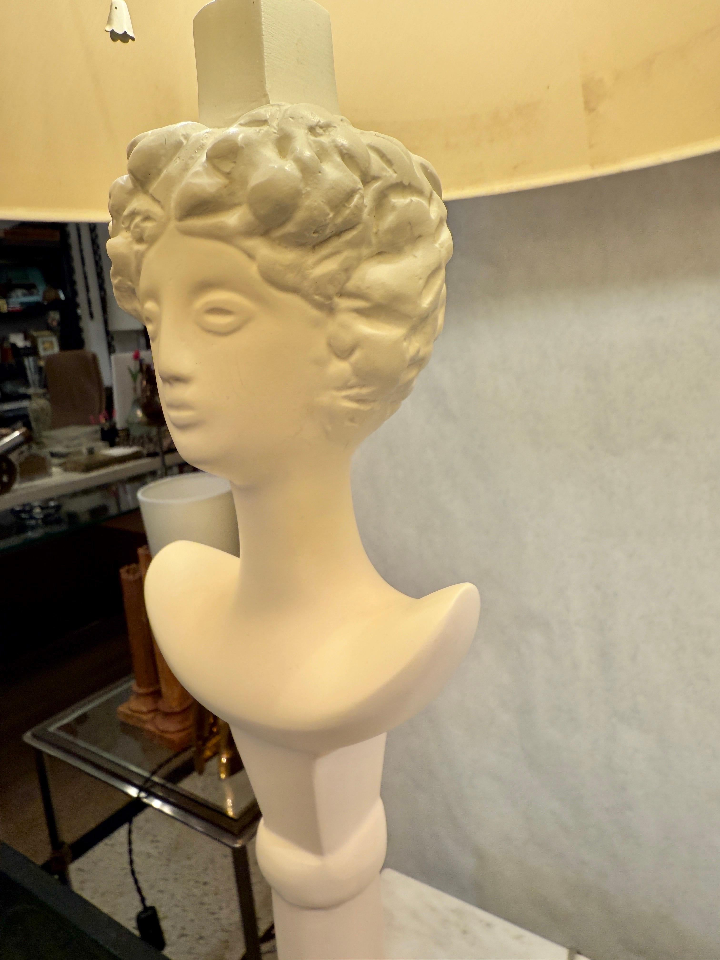 Coppia vintage di lampade da tavolo in gesso Tete-du-Femme di Alberto Giacometti, COPPIA in vendita 1