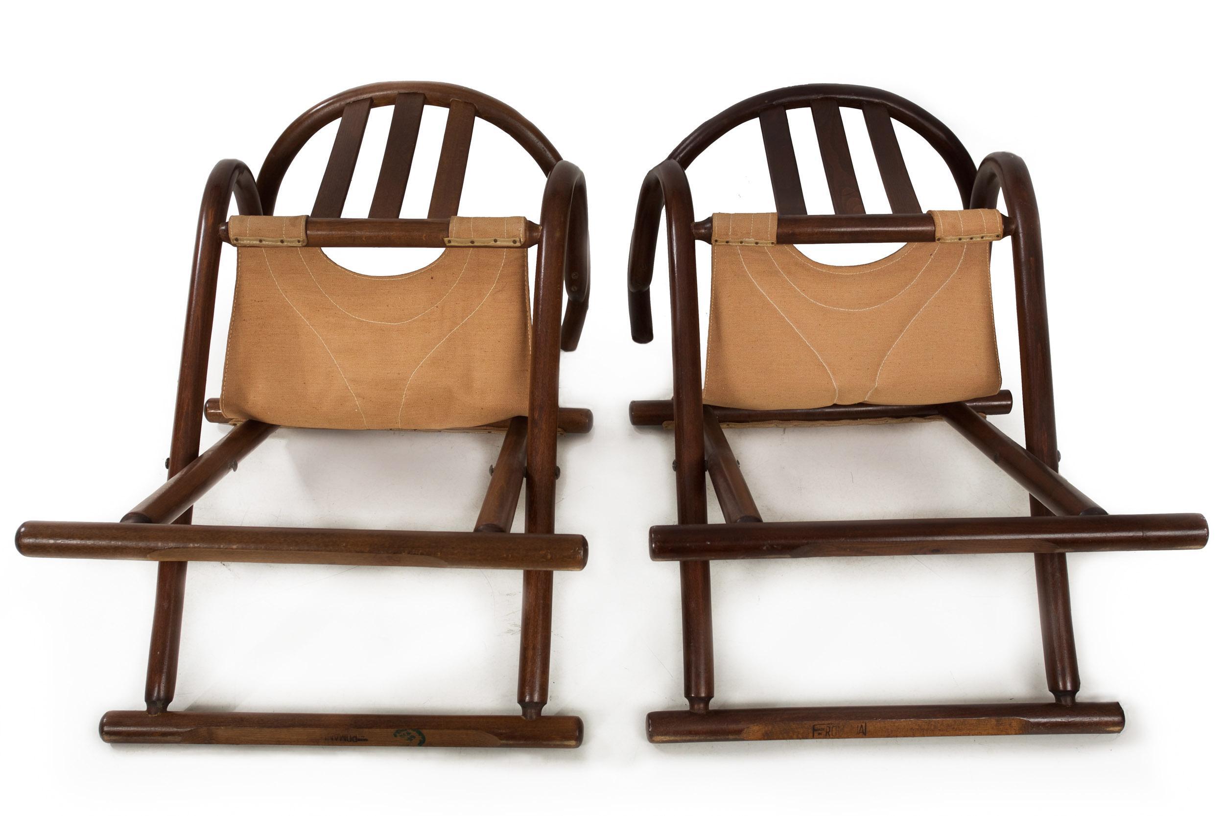 Vintage Pair of Thonet-Style Mid-Century Modern Bentwood Folding Chairs c. 1960s 5
