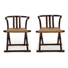 Coppia vintage di sedie pieghevoli in bengala in stile Thonet della metà del secolo scorso, 1960 ca.