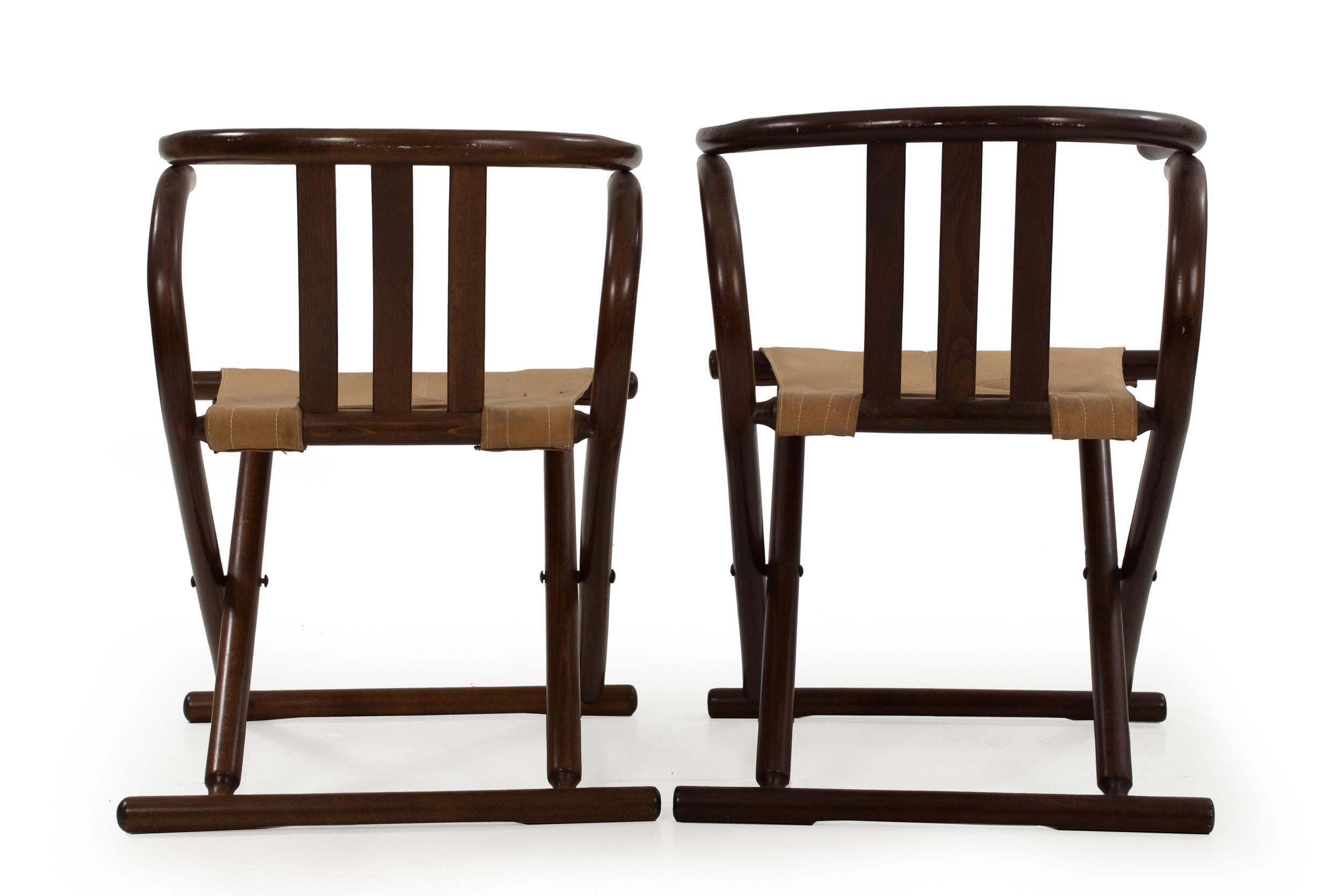 Romanian Vintage Pair of Thonet-Style Mid-Century Modern Bentwood Folding Chairs c. 1960s