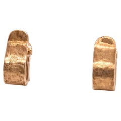 Vintage Pair of Tiffany & Co. 14k Yellow Gold Florentine Finished Ear Cuffs